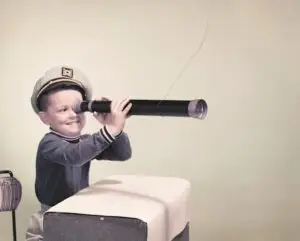 boy with telescope
